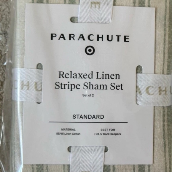 Parachute Linen Stripe Sham Set in Green and Cream - Picture 1 of 1